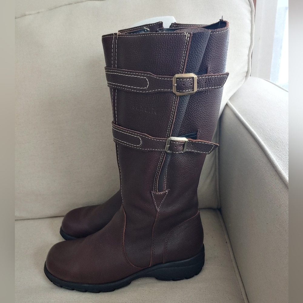 VGUC Martino Sahalie 10M Adjustable (Wide) Calf Leather Boot Brown
